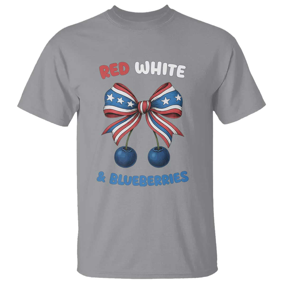 Red White and Blueberries T Shirt Retro Coquette Bow Vintage American Flag - Wonder Print Shop