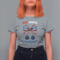 Red White and Blueberries T Shirt For Women Retro Coquette Bow Vintage American Flag - Wonder Print Shop