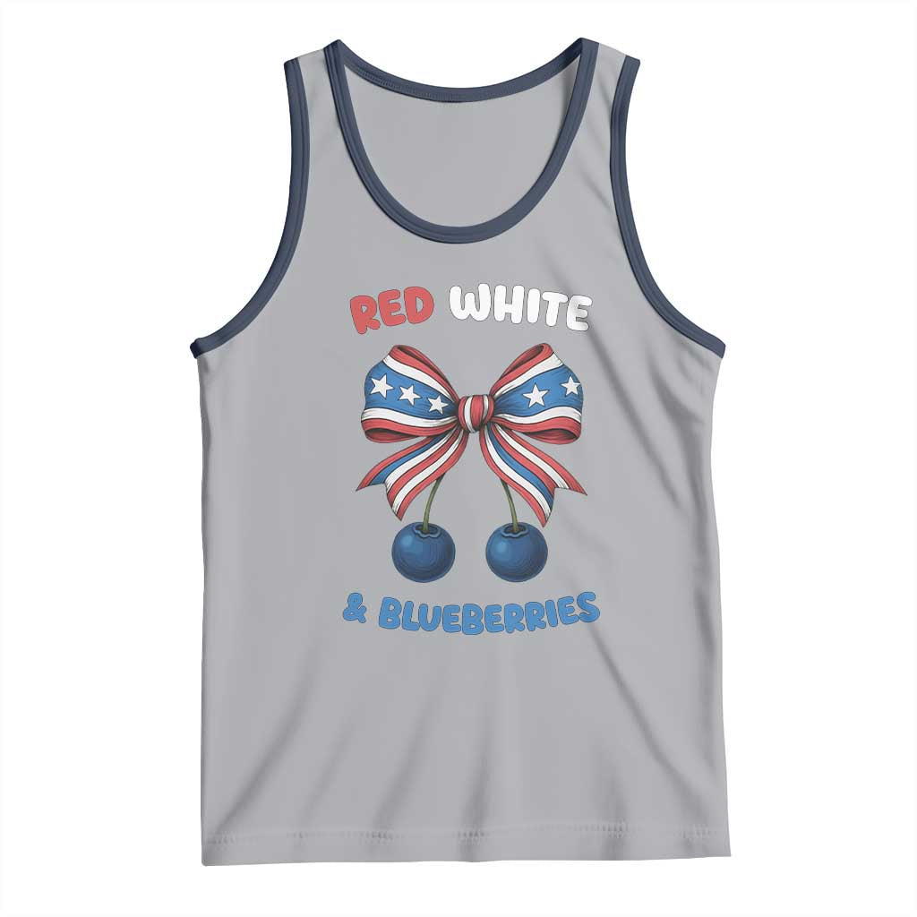 Red White and Blueberries Tank Top Retro Coquette Bow Vintage American Flag - Wonder Print Shop