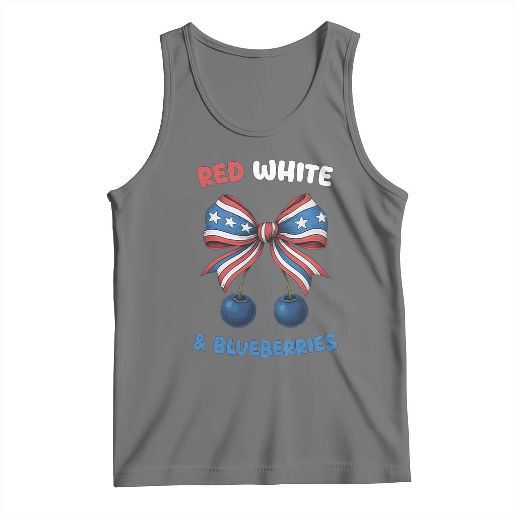 Red White and Blueberries Tank Top Retro Coquette Bow Vintage American Flag - Wonder Print Shop