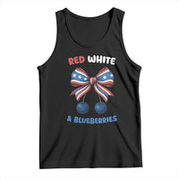 Red White and Blueberries Tank Top Retro Coquette Bow Vintage American Flag - Wonder Print Shop