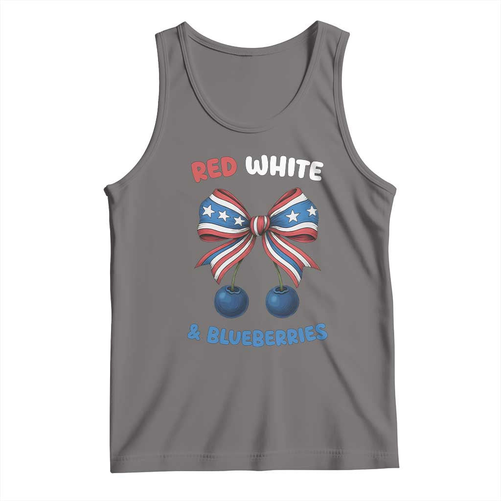 Red White and Blueberries Tank Top Retro Coquette Bow Vintage American Flag - Wonder Print Shop