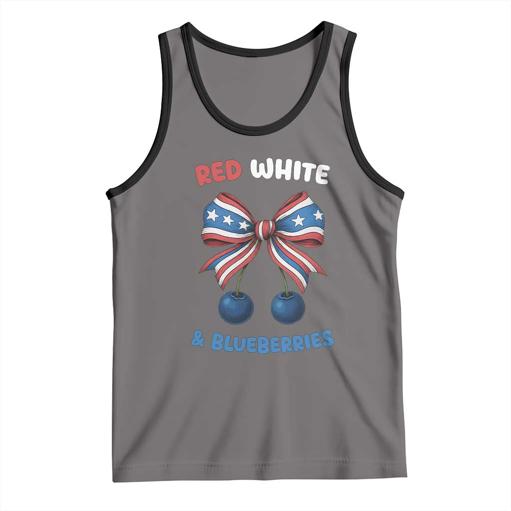 Red White and Blueberries Tank Top Retro Coquette Bow Vintage American Flag - Wonder Print Shop