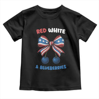 Red White and Blueberries Toddler T Shirt Retro Coquette Bow Vintage American Flag - Wonder Print Shop