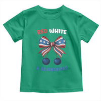 Red White and Blueberries Toddler T Shirt Retro Coquette Bow Vintage American Flag - Wonder Print Shop