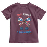 Red White and Blueberries Toddler T Shirt Retro Coquette Bow Vintage American Flag - Wonder Print Shop