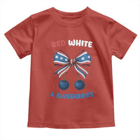 Red White and Blueberries Toddler T Shirt Retro Coquette Bow Vintage American Flag - Wonder Print Shop