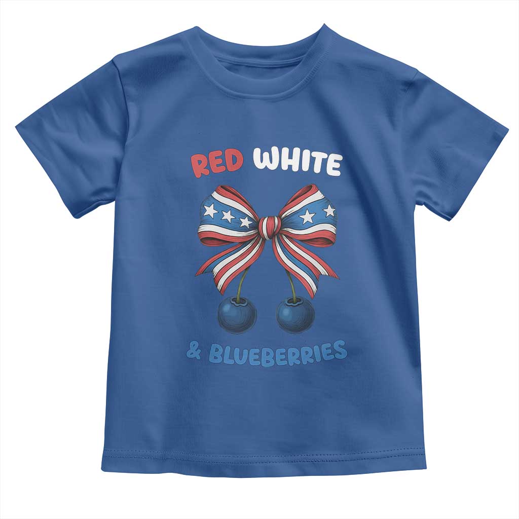 Red White and Blueberries Toddler T Shirt Retro Coquette Bow Vintage American Flag - Wonder Print Shop