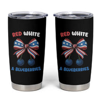 Red White and Blueberries Tumbler Cup Retro Coquette Bow Vintage American Flag - Wonder Print Shop