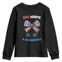 Red White and Blueberries Youth Sweatshirt Retro Coquette Bow Vintage American Flag - Wonder Print Shop