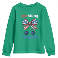 Red White and Blueberries Youth Sweatshirt Retro Coquette Bow Vintage American Flag - Wonder Print Shop