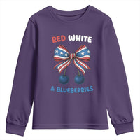 Red White and Blueberries Youth Sweatshirt Retro Coquette Bow Vintage American Flag - Wonder Print Shop
