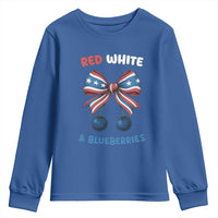 Red White and Blueberries Youth Sweatshirt Retro Coquette Bow Vintage American Flag - Wonder Print Shop