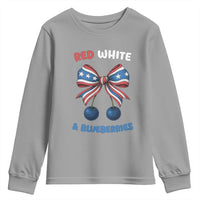 Red White and Blueberries Youth Sweatshirt Retro Coquette Bow Vintage American Flag - Wonder Print Shop