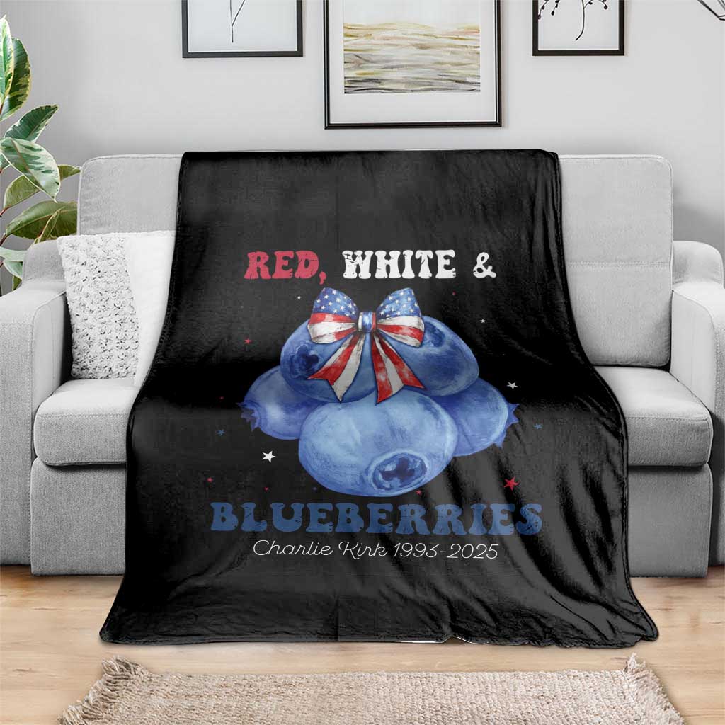 Red White and Blueberries Throw Blanket Charlie Kirk Tribute 1993 2025 Memorial - Wonder Print Shop