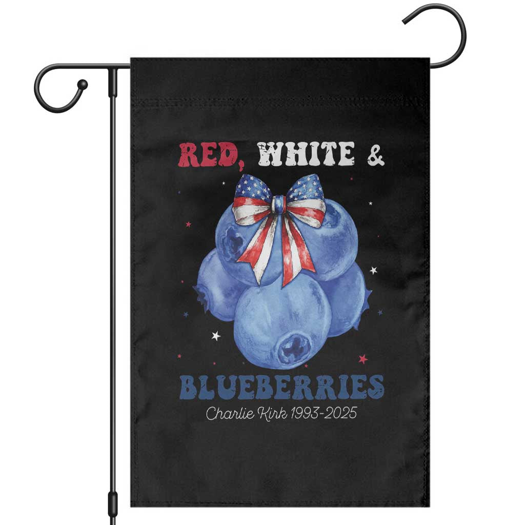 Red White and Blueberries Garden Flag Charlie Kirk Tribute 1993 2025 Memorial - Wonder Print Shop