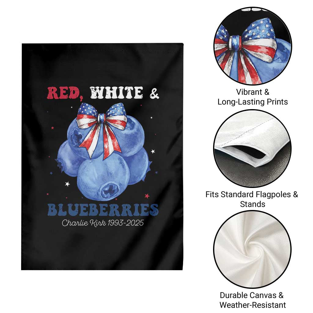 Red White and Blueberries Garden Flag Charlie Kirk Tribute 1993 2025 Memorial - Wonder Print Shop