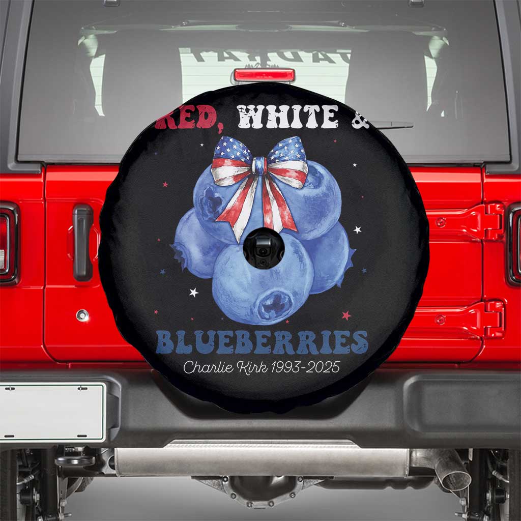 Red White and Blueberries Spare Tire Cover Charlie Kirk Tribute 1993 2025 Memorial - Wonder Print Shop