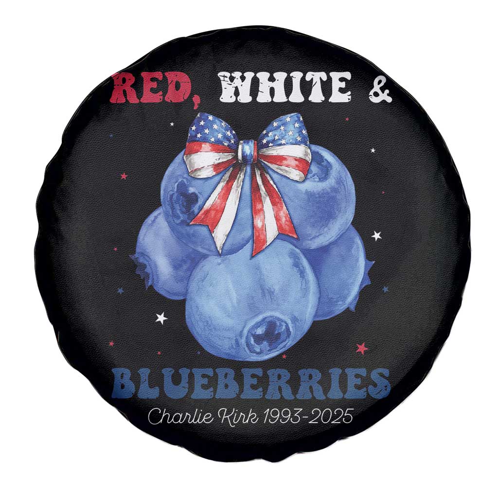 Red White and Blueberries Spare Tire Cover Charlie Kirk Tribute 1993 2025 Memorial - Wonder Print Shop