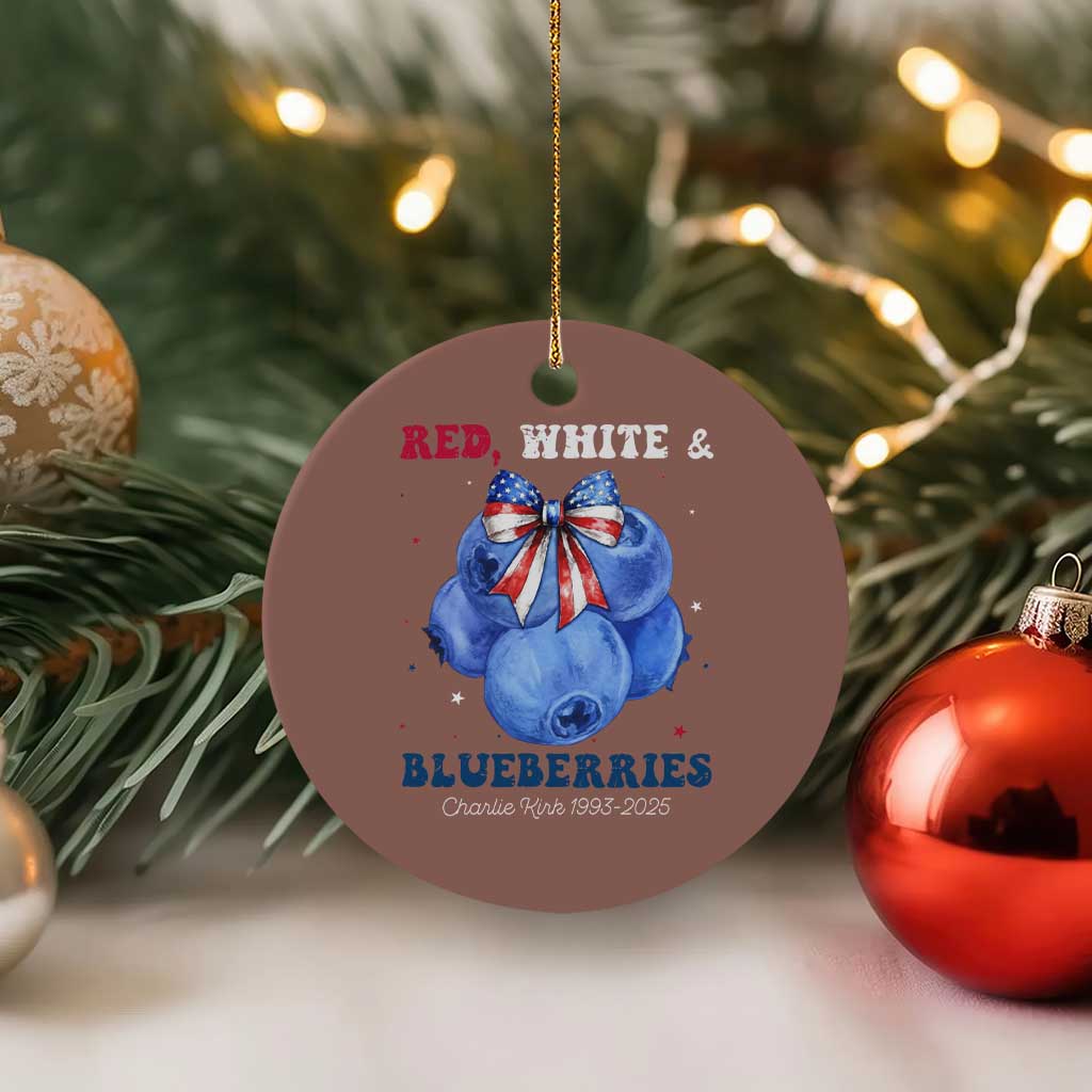 Red White and Blueberries Ceramic Ornament Charlie Kirk Tribute 1993 2025 Memorial - Wonder Print Shop