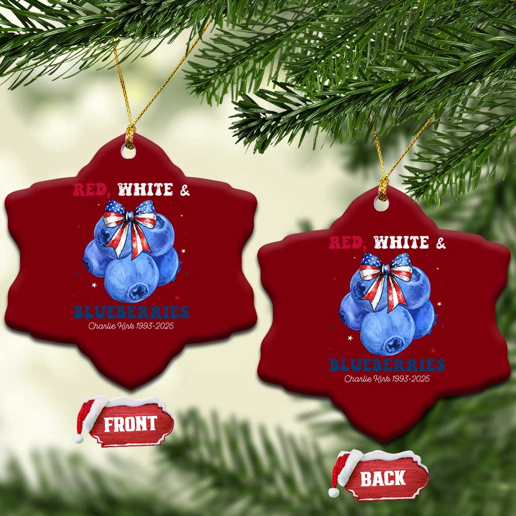 Red White and Blueberries Ceramic Ornament Charlie Kirk Tribute 1993 2025 Memorial - Wonder Print Shop