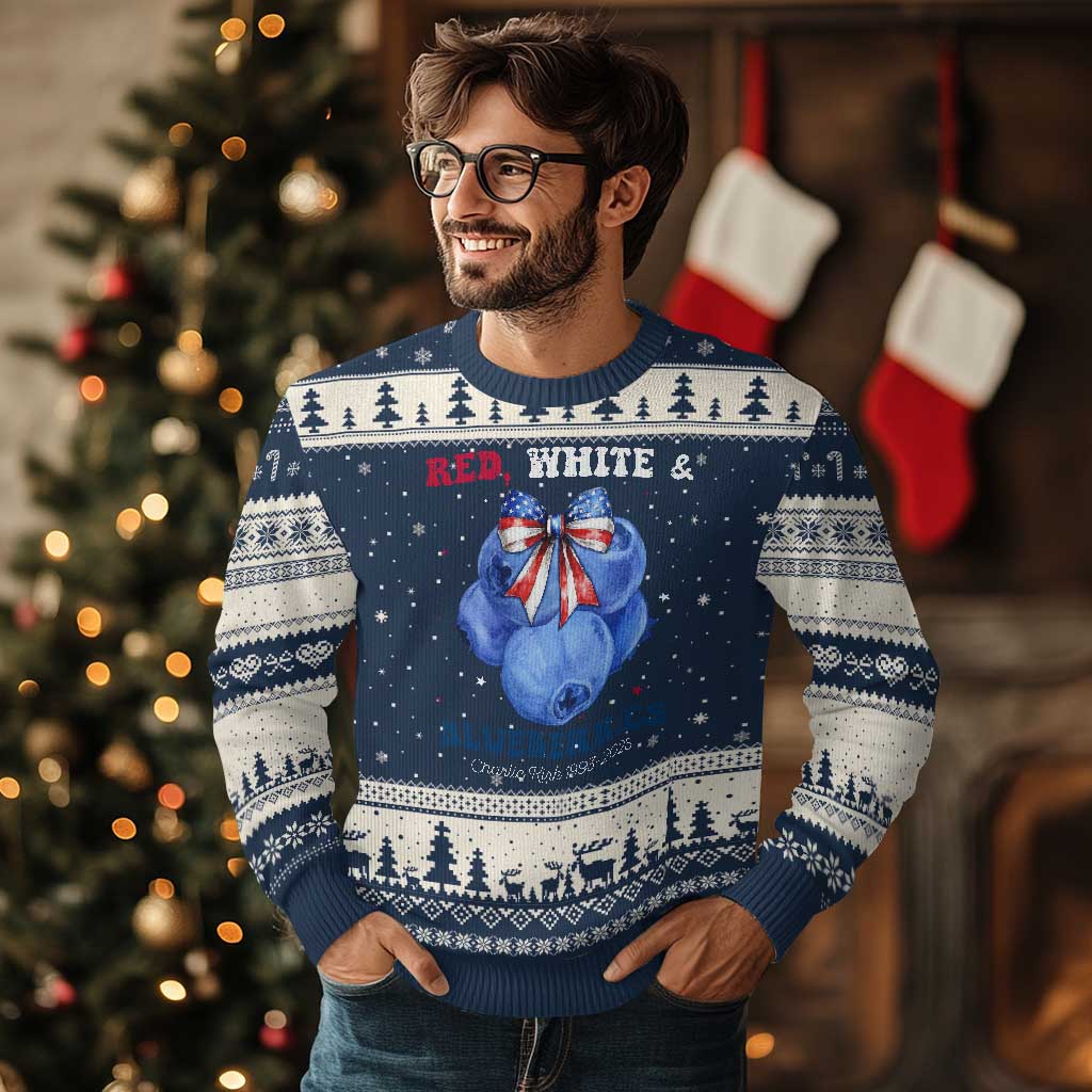 Red White and Blueberries Ugly Christmas Sweater Charlie Kirk Tribute 1993 2025 Memorial - Wonder Print Shop
