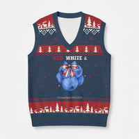 Red White and Blueberries V-Neck Knit Sweater Vest Charlie Kirk Tribute 1993 2025 Memorial - Wonder Print Shop