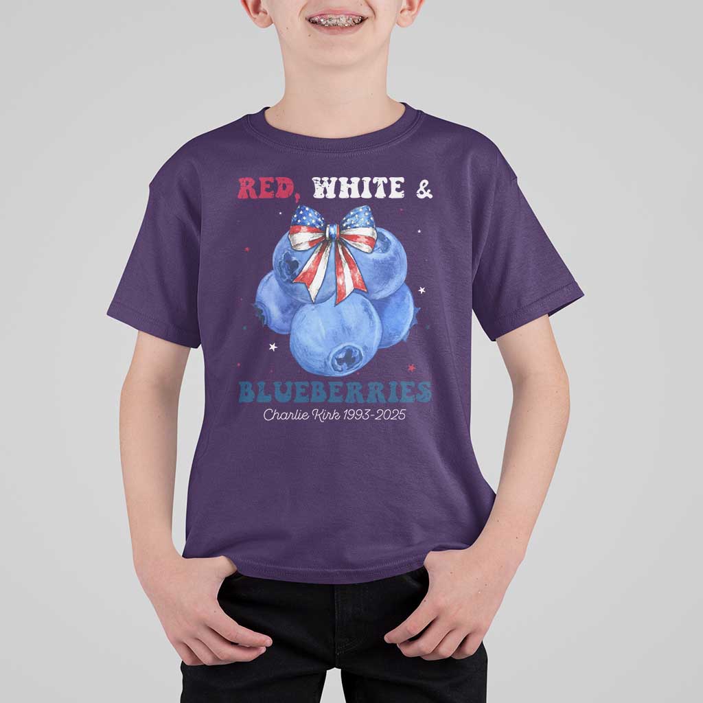 Red White and Blueberries T Shirt For Kid Charlie Kirk Tribute 1993 2025 Memorial - Wonder Print Shop