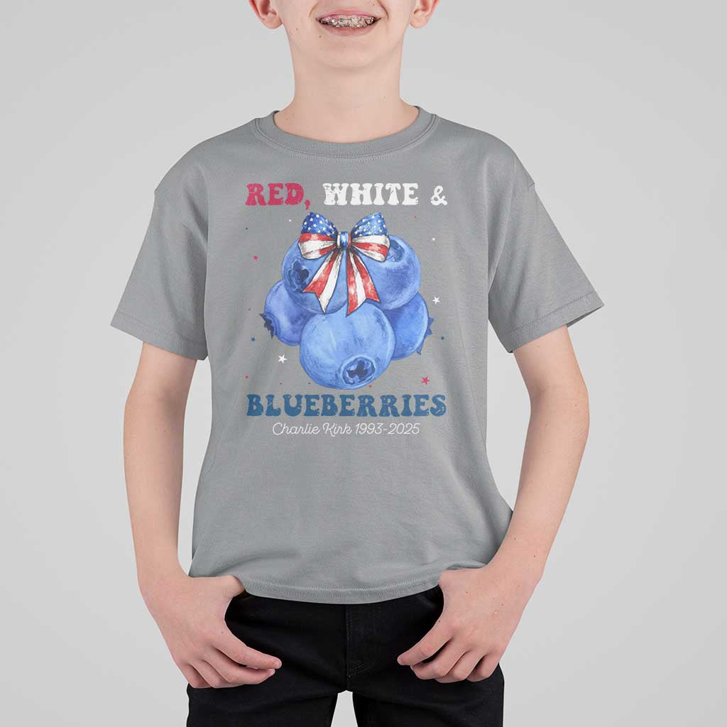 Red White and Blueberries T Shirt For Kid Charlie Kirk Tribute 1993 2025 Memorial - Wonder Print Shop