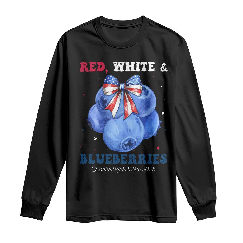 Red White and Blueberries Long Sleeve Shirt Charlie Kirk Tribute 1993 2025 Memorial - Wonder Print Shop