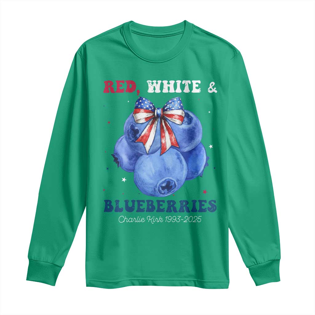 Red White and Blueberries Long Sleeve Shirt Charlie Kirk Tribute 1993 2025 Memorial - Wonder Print Shop