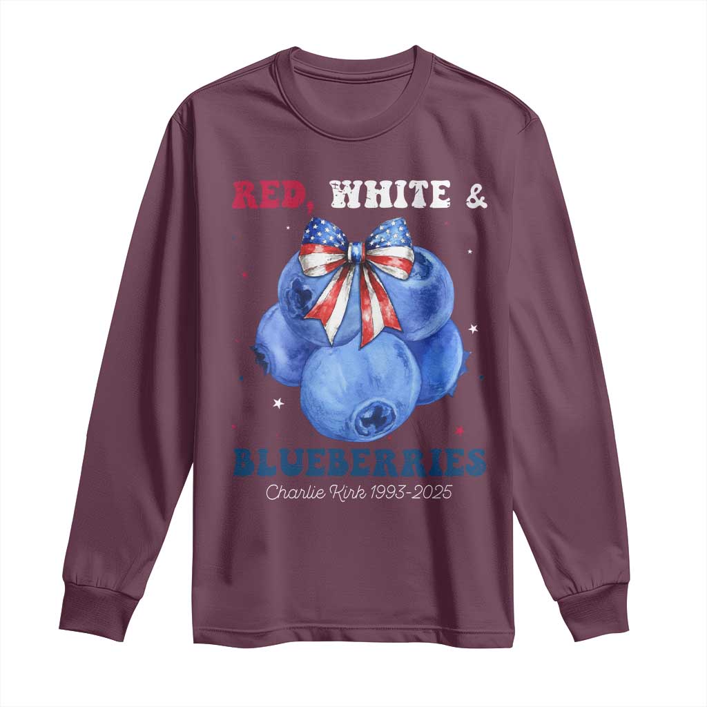 Red White and Blueberries Long Sleeve Shirt Charlie Kirk Tribute 1993 2025 Memorial - Wonder Print Shop