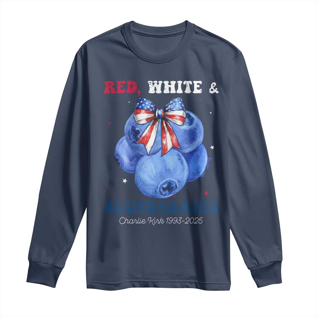 Red White and Blueberries Long Sleeve Shirt Charlie Kirk Tribute 1993 2025 Memorial - Wonder Print Shop