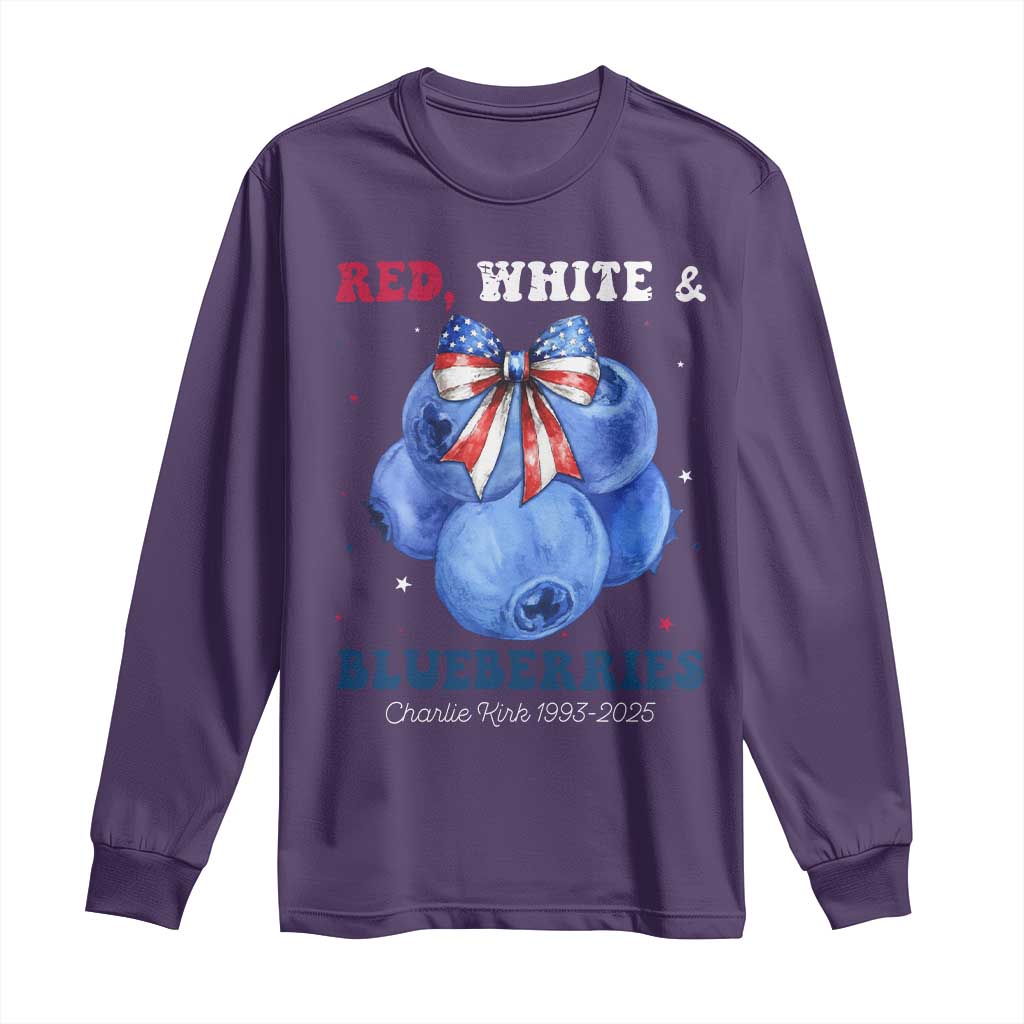 Red White and Blueberries Long Sleeve Shirt Charlie Kirk Tribute 1993 2025 Memorial - Wonder Print Shop
