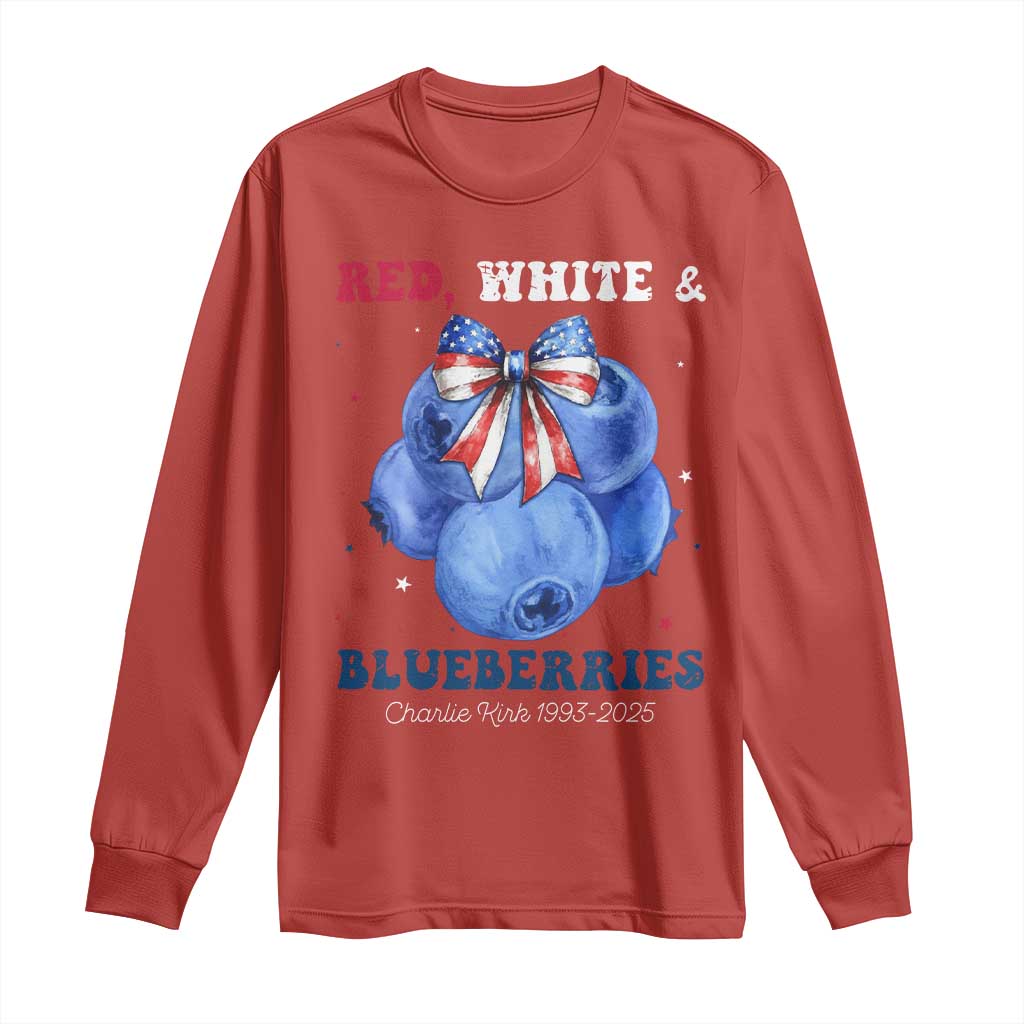 Red White and Blueberries Long Sleeve Shirt Charlie Kirk Tribute 1993 2025 Memorial - Wonder Print Shop