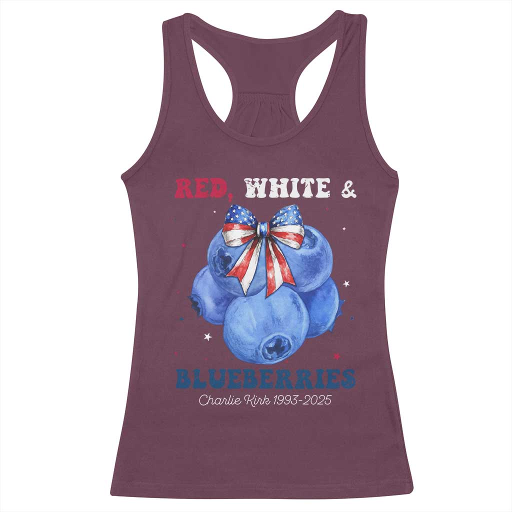 Red White and Blueberries Racerback Tank Top Charlie Kirk Tribute 1993 2025 Memorial - Wonder Print Shop