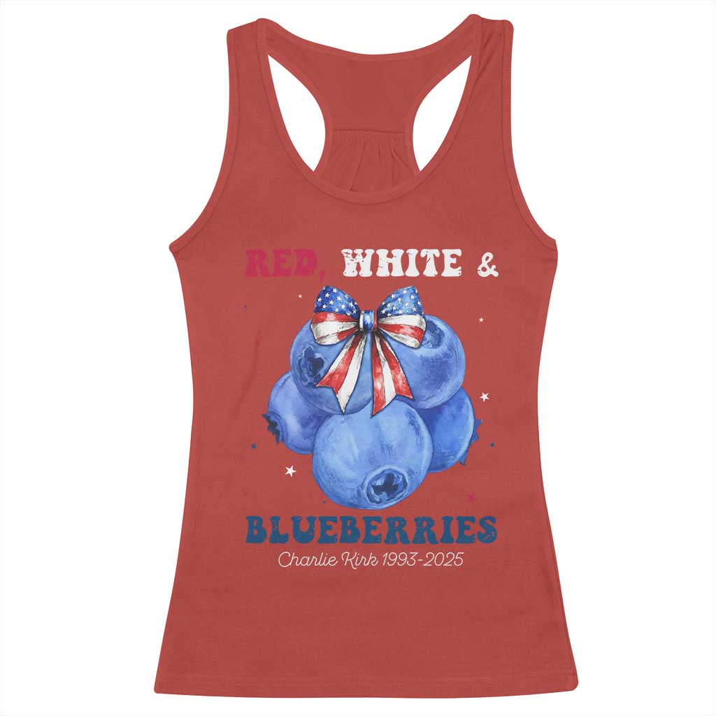 Red White and Blueberries Racerback Tank Top Charlie Kirk Tribute 1993 2025 Memorial - Wonder Print Shop