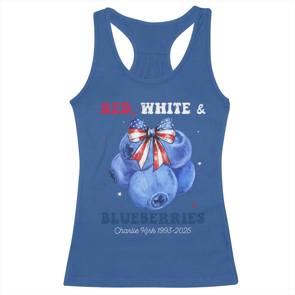 Red White and Blueberries Racerback Tank Top Charlie Kirk Tribute 1993 2025 Memorial - Wonder Print Shop