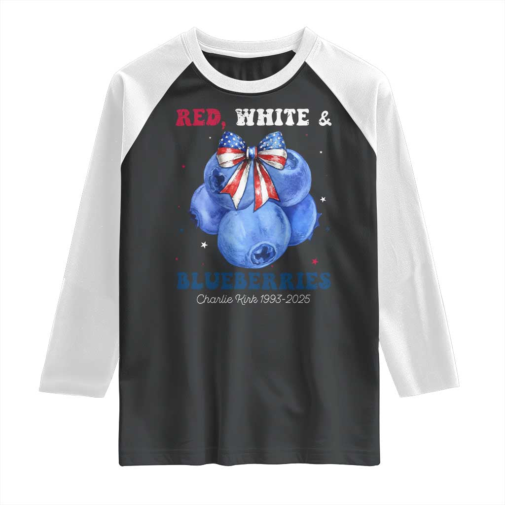 Red White and Blueberries Raglan Shirt Charlie Kirk Tribute 1993 2025 Memorial - Wonder Print Shop