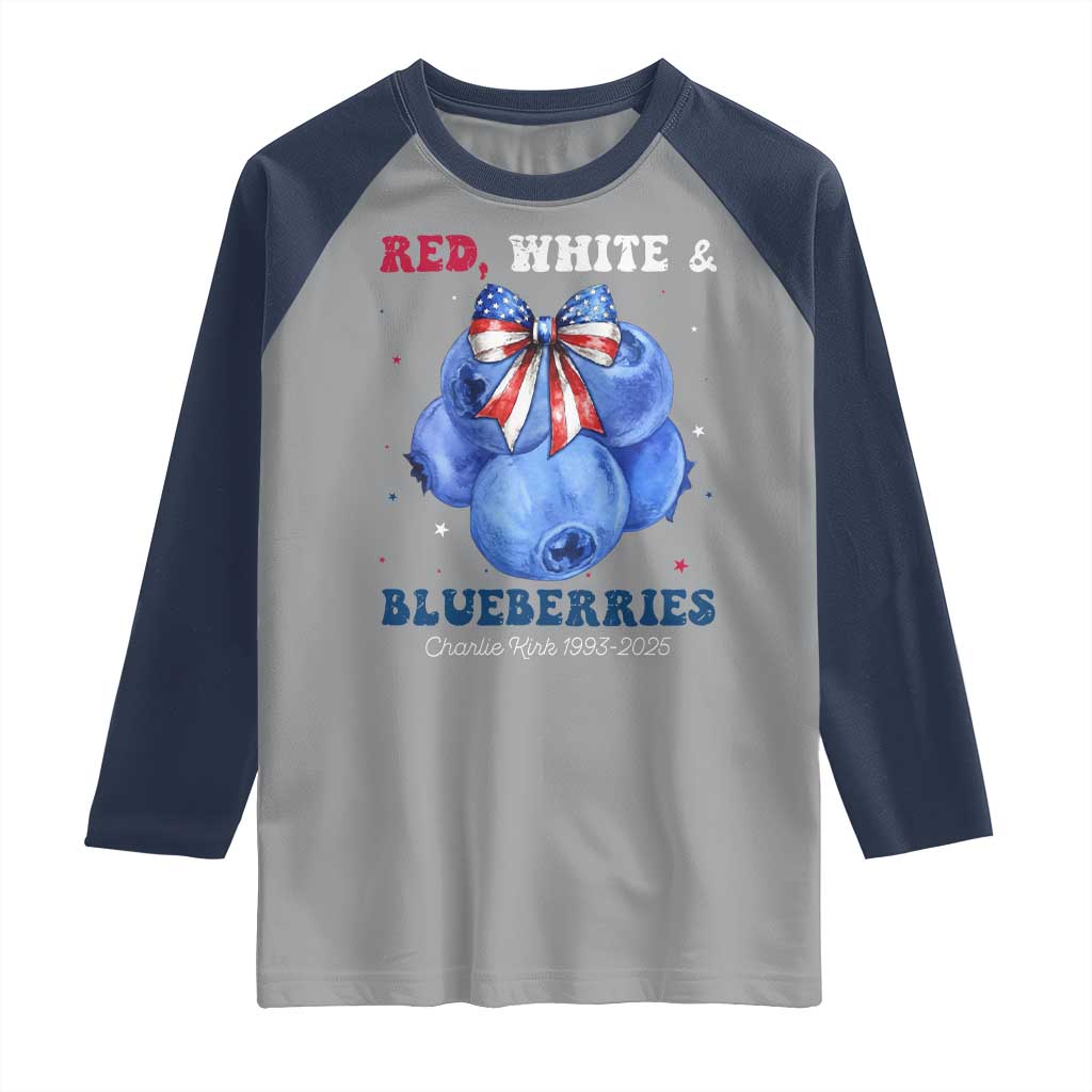 Red White and Blueberries Raglan Shirt Charlie Kirk Tribute 1993 2025 Memorial - Wonder Print Shop