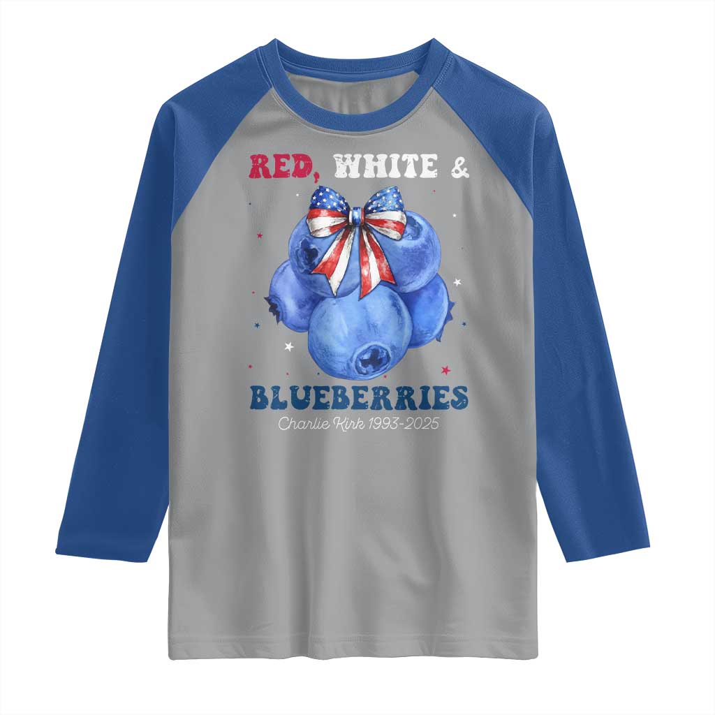 Red White and Blueberries Raglan Shirt Charlie Kirk Tribute 1993 2025 Memorial - Wonder Print Shop