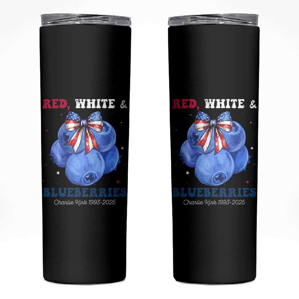 Red White and Blueberries Skinny Tumbler Charlie Kirk Tribute 1993 2025 Memorial - Wonder Print Shop