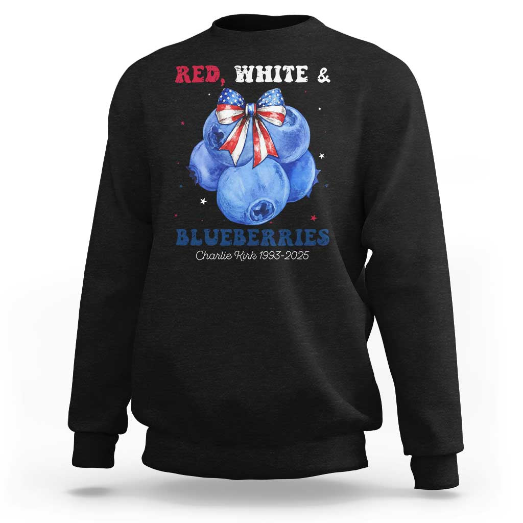 Red White and Blueberries Sweatshirt Charlie Kirk Tribute 1993 2025 Memorial - Wonder Print Shop