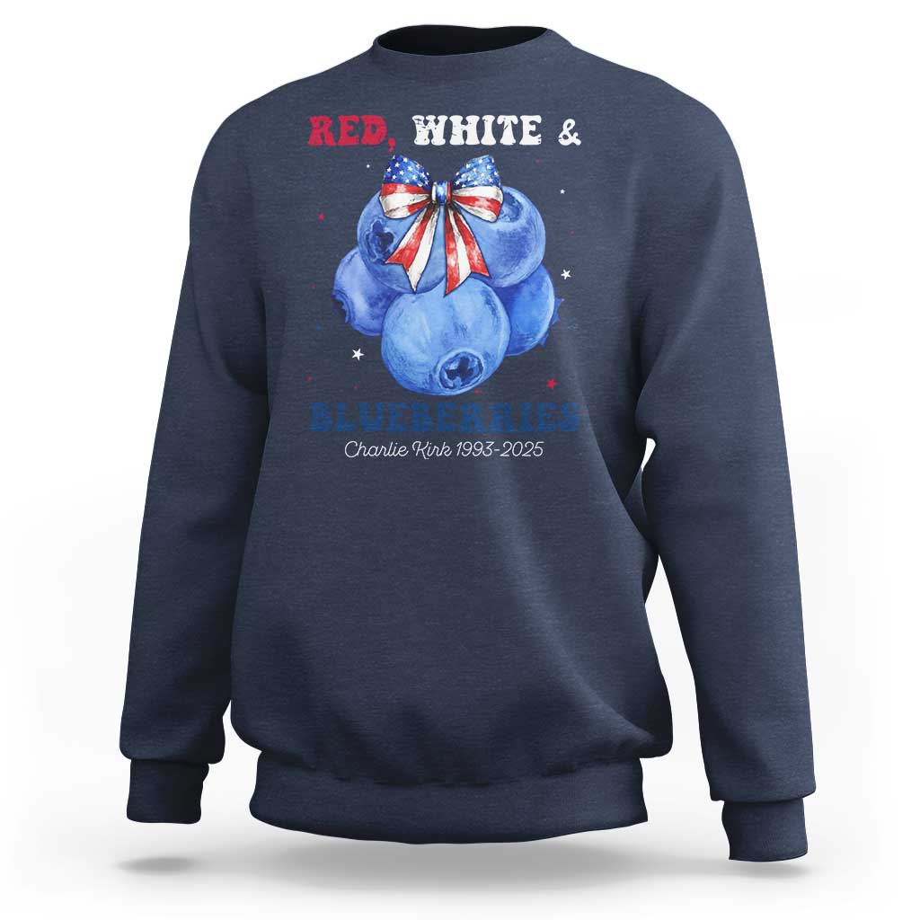 Red White and Blueberries Sweatshirt Charlie Kirk Tribute 1993 2025 Memorial - Wonder Print Shop