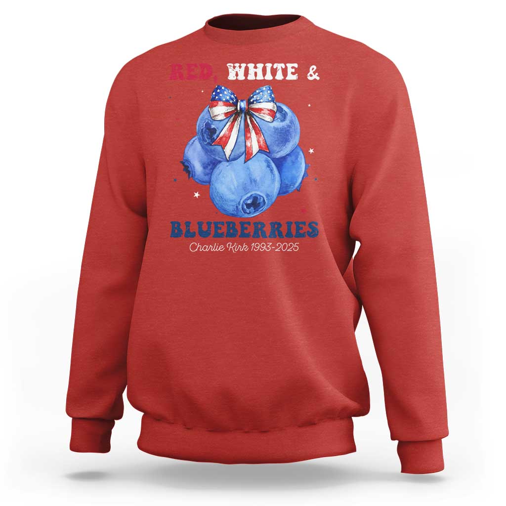 Red White and Blueberries Sweatshirt Charlie Kirk Tribute 1993 2025 Memorial - Wonder Print Shop