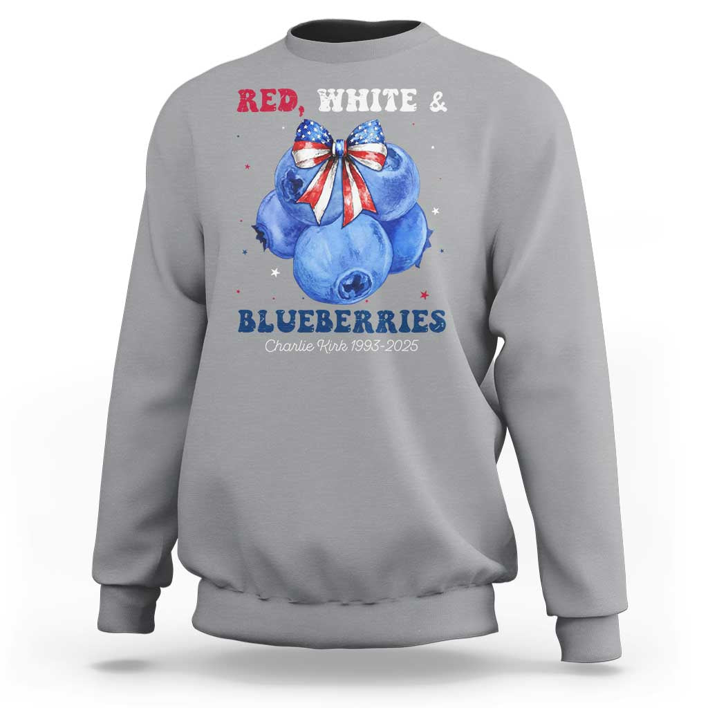 Red White and Blueberries Sweatshirt Charlie Kirk Tribute 1993 2025 Memorial - Wonder Print Shop