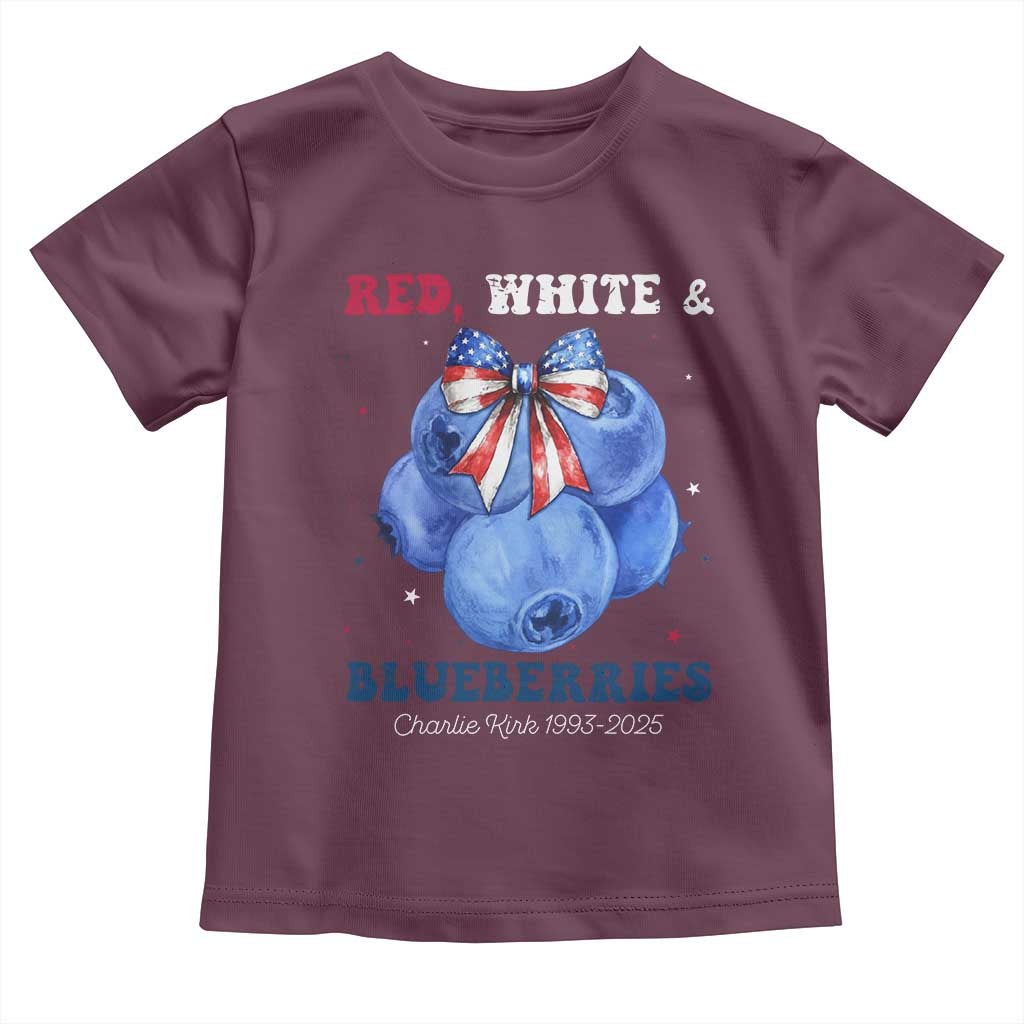 Red White and Blueberries Toddler T Shirt Charlie Kirk Tribute 1993 2025 Memorial - Wonder Print Shop