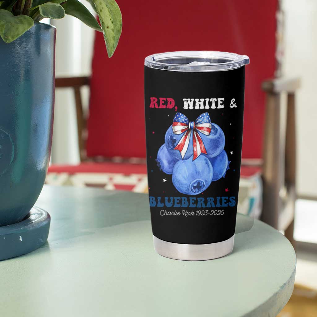 Red White and Blueberries Tumbler Cup Charlie Kirk Tribute 1993 2025 Memorial - Wonder Print Shop