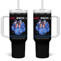 Red White and Blueberries Tumbler With Handle Charlie Kirk Tribute 1993 2025 Memorial - Wonder Print Shop