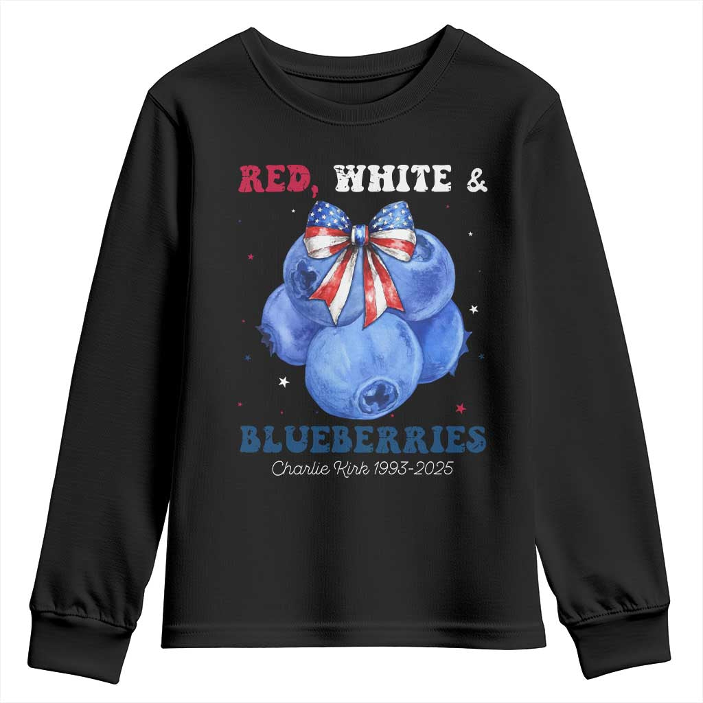 Red White and Blueberries Youth Sweatshirt Charlie Kirk Tribute 1993 2025 Memorial - Wonder Print Shop